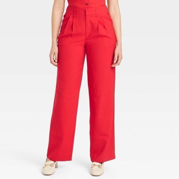 a new day Red Wide Leg Pants High-Waisted - Picture 2 of 11